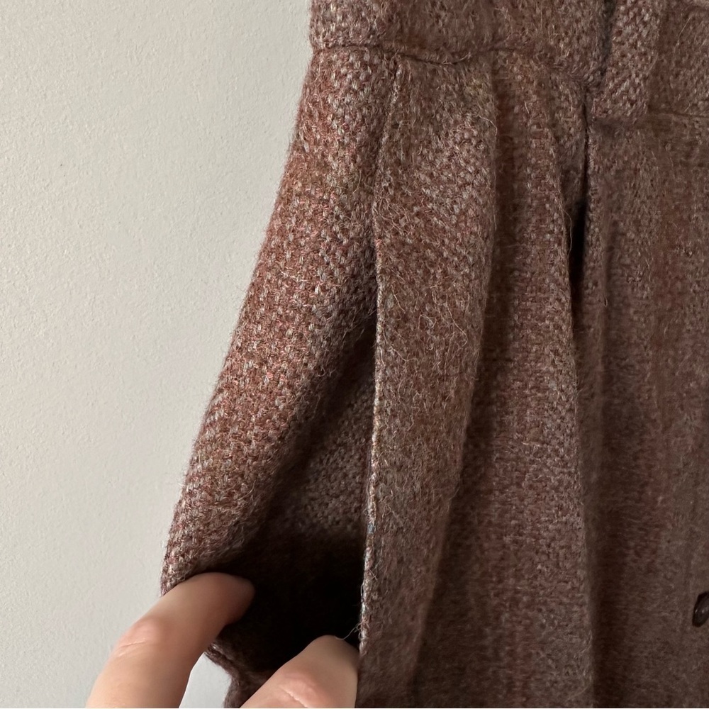 Vintage Midi Skirt Sz 14 Tweed Brown Button Front 70s 80s Academia Country Style - Picture 7 of 11
